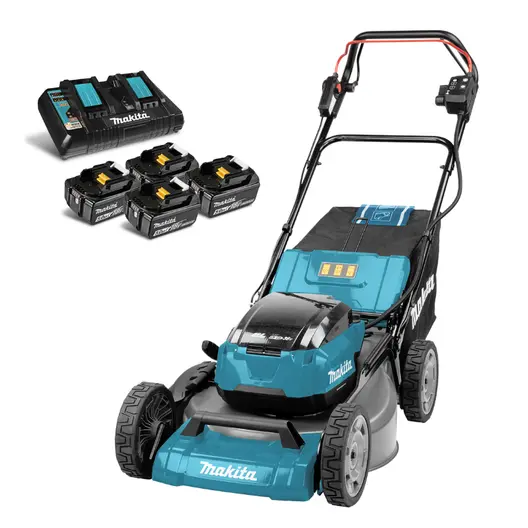 Акумулаторна косачка Makita  с 4 батерии и зарядно, 36 V, 5 Ah, 534 мм, 1700 м2, DLM532PT4