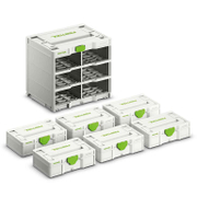 Органайзер за консумативи Festool пластмасов с прегради комплект със стойка за Systainer3 S 76 и MINI-Systainer, 6 бр., 396x296x330 мм, 20 кг, бял, Systainer3 SYS3-RK/6 M 337-Set - product - 054 FST 511