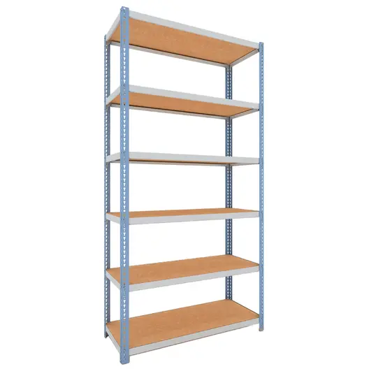 Стелаж Tayg с рафтове метален 6 рафта 1200x450x2000 мм, 150 кг, син, 1206