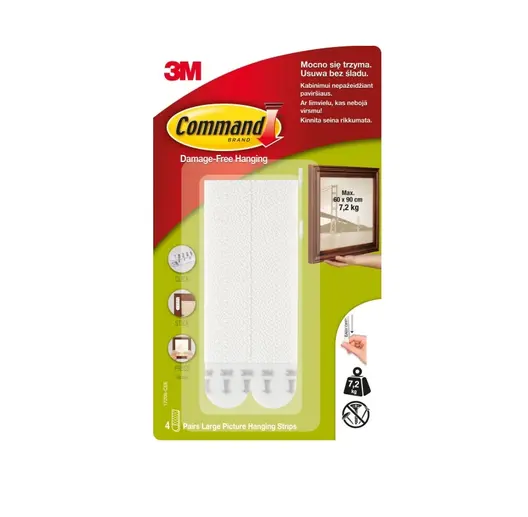 Велкро лента 3M монтажна  7.2 кг, бяла, Command Large