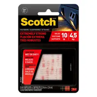 Велкро лента Scotch монтажна  25.4 мм, 0.08 м, прозрачна, Extreme