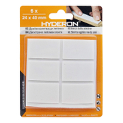 Лепенка Hyderon самозалепваща се, правоъгълна  24х40 мм, бяла, 6 бр., DB-24 - product - 058 DMX 103