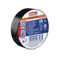 Лента Tesa електроизолационна  19 мм, 20 м, черна, PVC, Professional 53988