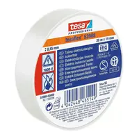 Лента Tesa електроизолационна  19 мм, 20 м, бяла, PVC, Professional 53988