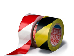 Лента сигнално-маркировъчна Tesa полиетиленова за подове  жълто и черно, 50мм х 33 м, tesaflex® - product - 058 FNA 248