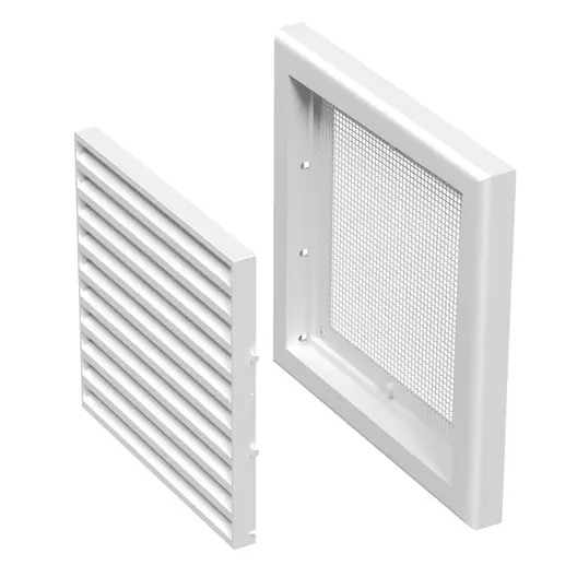 Решетка вентилационна Vents правоъгълна PVC  154x154 мм, бяла, MV 100 VS