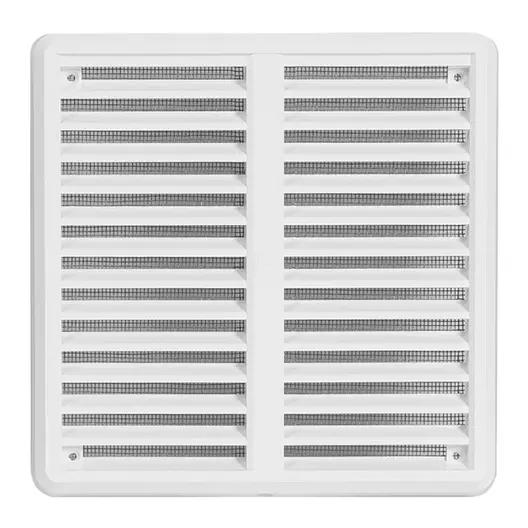 Решетка вентилационна Haco квадратна PVC с рамка и мрежа  180x180 мм, бяла, VMKS