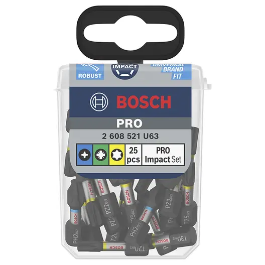 Комплект битове Bosch PH/PZ/TX  1/4", 25 мм, 25 бр., PRO Impact