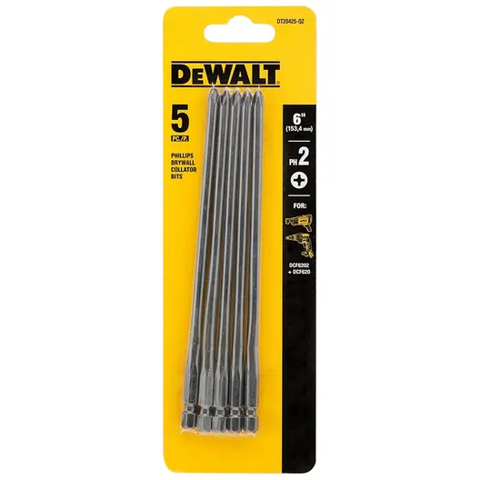 Комплект битове DeWALT удължени  PH 2, 156 мм, 5 бр., DT20425