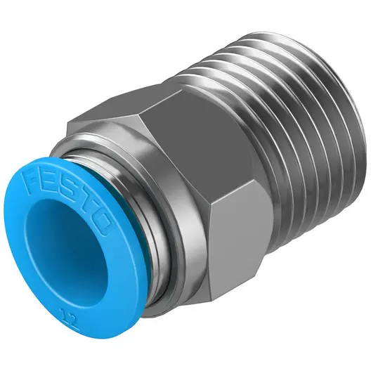 Съединител пневматичен Festo Push In шлаух - резба  1/2", шлаух 12 мм, QS-1/2-12