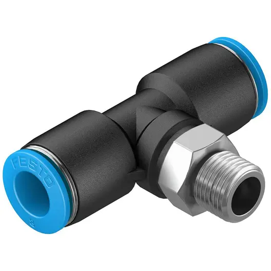 Тройник пневматичен Festo Push In шлаух - шлаух - Мрезба QST  1/8", шлаух 8 мм, QST-1/8-8
