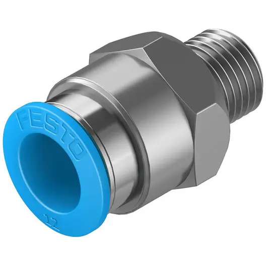 Съединител пневматичен Festo Push In шлаух - резба  1/4", шлаух 12 мм, QS-1/4-12