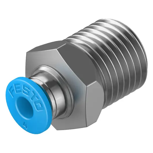 Съединител пневматичен Festo Push In шлаух - резба  1/4", шлаух 4 мм, QS-1/4-4
