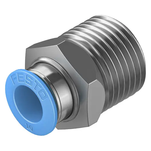 Съединител пневматичен Festo Push In шлаух - резба  1/2", шлаух 10 мм, QS-1/2-10