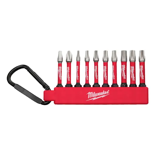 Комплект битове Milwaukee PH/PZ/TX с карабинер  1/4", 50 мм, 10 бр., Shockwave Impact Duty