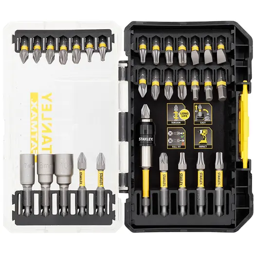 Комплект битове Stanley PH/PZ/SB/TX/SW с магнитен държач  1/4", 32 бр., STA88557