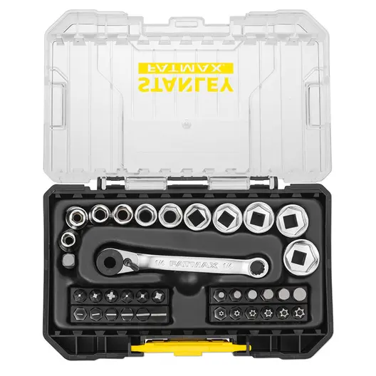 Гедоре комплект Stanley Fatmax вложки с тресчотка и накрайници  37 бр., 5-14 мм х 1/4", FMMT19101-0