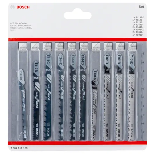 Нож за зеге Bosch комплект  праволинейно, 10 бр.