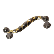 Дръжка за мебели от цинкова сплав  64 мм, оксидирано сребро и злато, 6007 - product - 067 BAK 694