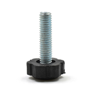 Стъпка мебелна с винт регулируема ф 22x38х8 мм, пластмаса, черна - product - 067 BKY1144