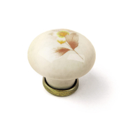 Дръжка за мебели Rei и метал и порцелан  стар месинг и кафяво цвете, R 818 AB/FLW - product - 067 DEM 829