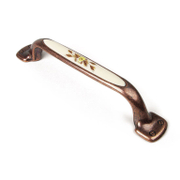 Дръжка за мебели Rei и метал и порцелан  стар месинг и кафяво цвете, 130 мм, 96 мм, R 834-96 AB/FLW - product - 067 DEM 835