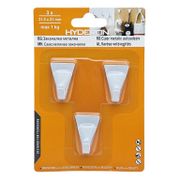 Закачалка Hyderon самозалепваща се, единична  31.5x21 мм, бяла, 3 бр./опак., HM-31 - product - 067 DMX 129