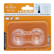 Закачалка Hyderon самозалепваща се, двойна  100x60 мм, прозрачна, 1 бр./опак., HB-100 - product - 067 DMX 132