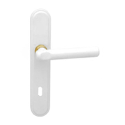 Дръжка за обикновена брава Metal реверсивна с шилд  бяла, 240х40 мм, 90 мм, Simona - product - 068 ILG 764
