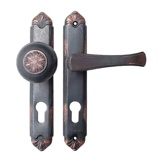 Дръжка за секретна брава Metal с шилд с топка  черна мед, 252х38 мм, 90 мм, Style