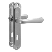 Дръжка за обикновена брава Sonico реверсивна с шилд  сатен, 220х40 мм, 90 мм, Sofia - product - 068 SNK 831