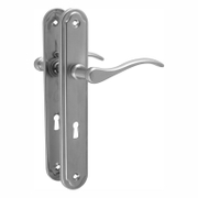 Дръжка за обикновена брава Metal реверсивна с шилд  сатен, 240х40 мм, 70 мм, Lisabon - product - 068 SNK 900