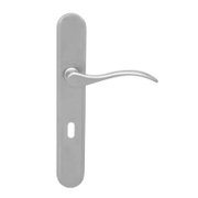 Дръжка за обикновена брава Metal реверсивна с шилд  сатен, 240х40 мм, 70 мм, Elegant - product - 068 SNK 969