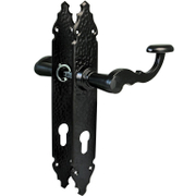 Дръжка за секретна брава Amig с шилд Рустик черна мат  черна мат, 280х45 мм, 70 мм, 100PB70 - product - 068 TEK 112