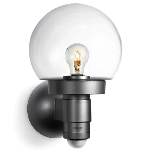 Фасадна лампа със сензор Steinel  60 W, E27, сребро, 230 V, L 115 S