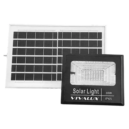 LED прожектор Vivalux със соларен панел  30 W, 3.2 V, 6400 K, черен, Isola LED