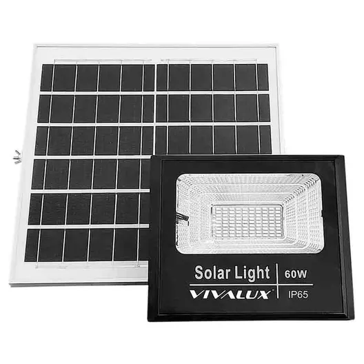 LED прожектор Vivalux със соларен панел  60 W, 3.2 V, 6400 K, черен, Isola LED