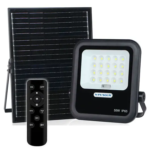 LED прожектор Vivalux със соларен панел  50 W, 6400 K, черен, Hector Solar LED