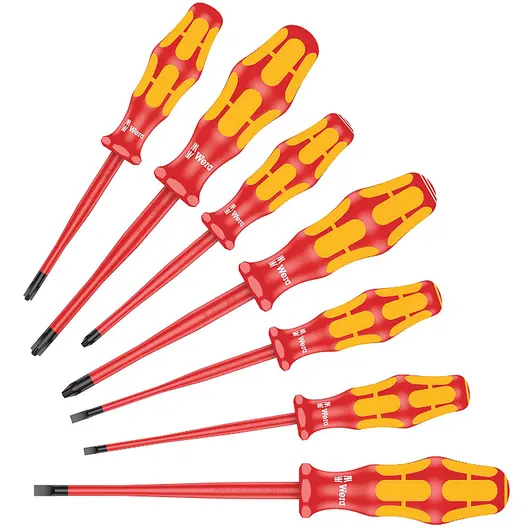 Комплект електротехнически отвертки Wera SB/PH/PZ  7 бр., Kraftform Plus 100