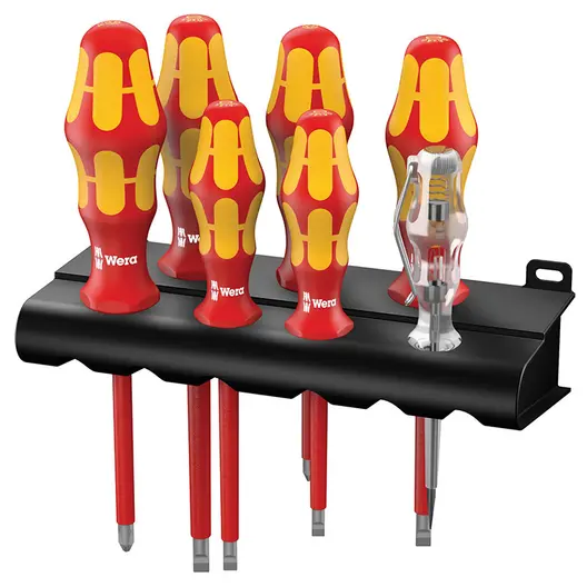 Комплект електротехнически отвертки Wera SB/PH и фазомер  7 бр., Kraftform Plus 100 VDE 160 i/7