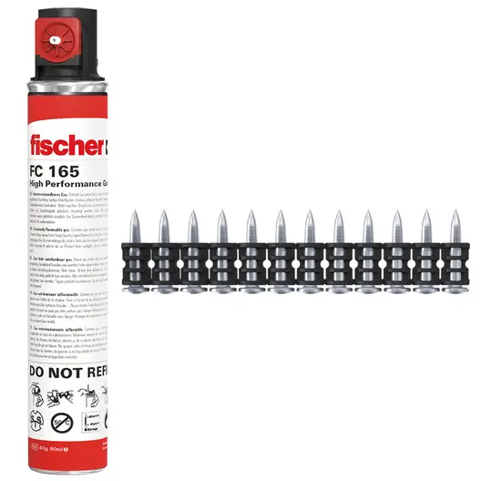 Гвоздеи за такер Fischer с флакон газ  за бетон, 3x15 мм, гладки, поцинкована стомана, 1008 бр., DFNH 15