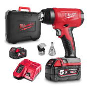 Пистолет за горещ въздух Milwaukee акумулаторен в куфар с аксесоари  с 2 батерии и зарядно, 18 V, 5 Ah, 170 л/мин, 470 °C, M18 BHG-502C - product - 077 MLK 094