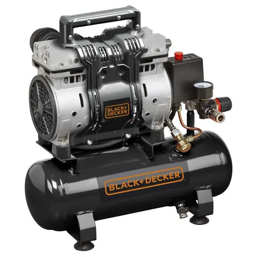 Електрически безшумен безмаслен компресор Black & Decker  1 к.с., 6 л, 105 л/мин, 8 bar, BD 100/6-ST