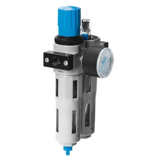 Филтър регулатор Festo с манометър и омаслител  2600 л/мин, 3/4 ", 40 µm, FRC-3/4-D-MIDI