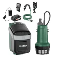 Акумулаторна помпа Bosch за дъждовна вода  с 1 батерия и зарядно, 2 м3/ч, 17.5 м, 3/4 ", GardenPump 18