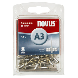 Попнит Novus алуминиев ф 3х8 мм, 30 бр.
