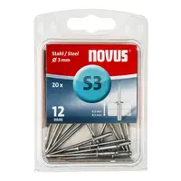 Попнит Novus стоманен със стандартна периферия  20 бр./опак., ф 3х12 мм, Type S3