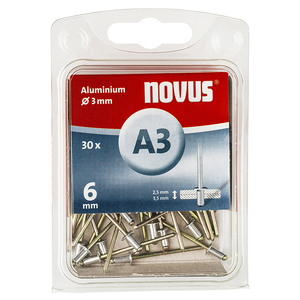 Попнит Novus алуминиев ф 3x6 мм, 30 бр.