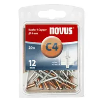 Поп нит Novus меден със стандартна периферия  20 бр., ф 4x12 мм
