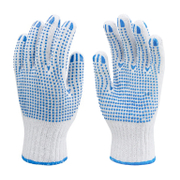 Ръкавици Coverguard плетени с PVC пъпки памук/полиестер размер 9, бяло и синьо, Eurostrong 4350 - product - 082 PRV 210